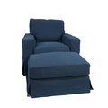 Next2Nature 37.8 x 38.6 x 39.4 in. Americana Slipcovered Chair &  Ottoman - Indigo Blue NE1209167